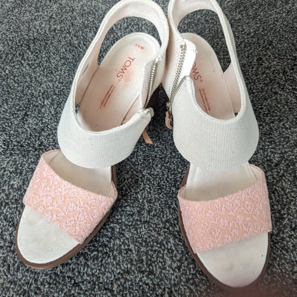 Toms Dress Heel Sandals - Pink and Lace